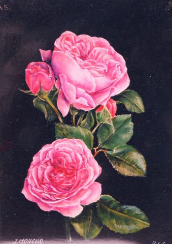 Roses anciennes - Peinture - Jacques MONCHO