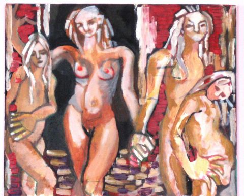 L'artiste Anna Demadre-Synoradzka - Quatre filles nues