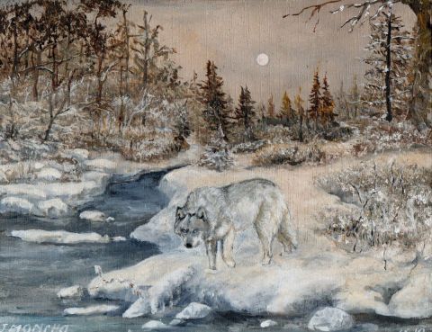 L'artiste Jacques MONCHO - loup en hiver