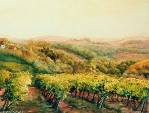paysage avec vignes - Peinture - Jacques MONCHO