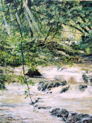 Rivière sous bois - Peinture - Jacques MONCHO