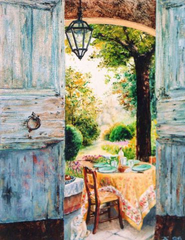 Dejeuner dans le jardin - Peinture - Jacques MONCHO