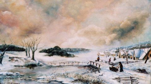 Paysage sous la neige - Peinture - Jacques MONCHO