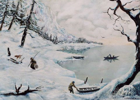L'artiste Jacques MONCHO - Pêcheur en hiver