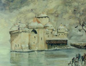 Peinture de Jacques MONCHO: Château en hiver
