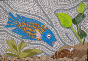 Voir cette oeuvre de CHRISMOSAIC: Le poisson et la crevette.