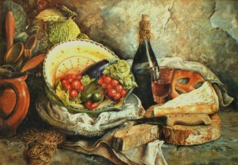 Un coin de cuisine - Peinture - Jacques MONCHO