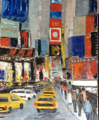 Times Square Manhattan mouvement et vitalité - Peinture - MARIE-THERESE VION