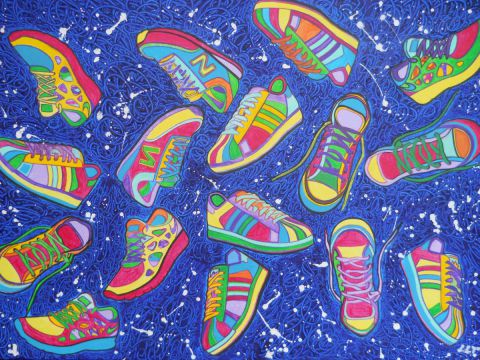 baskets de l'espace - Peinture - Liseletoudic