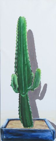 L'artiste annie massollo - Le Cactus dans son pot Bonsaï Bleu