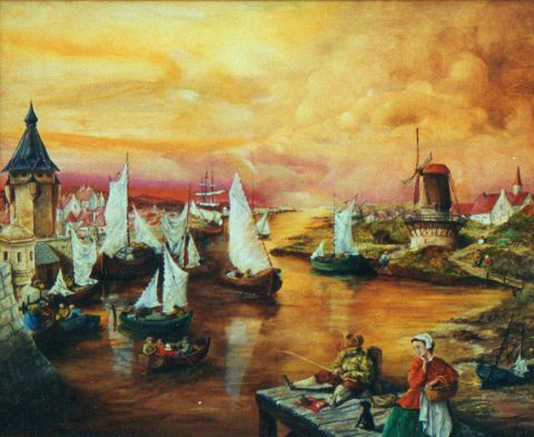 Retour des bateaux - Peinture - Jacques MONCHO