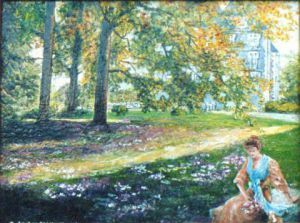 Peinture de Jacques MONCHO: Dans le parc du château de Treguel