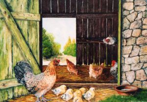 Peinture de Jacques MONCHO: La mère poule