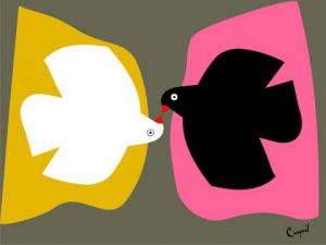 Voir cette oeuvre de CAUQUIL: L'Oiseaux noir & blanc