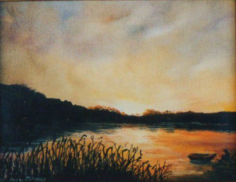 L'artiste Jacques MONCHO - Crépuscule sur la rivière