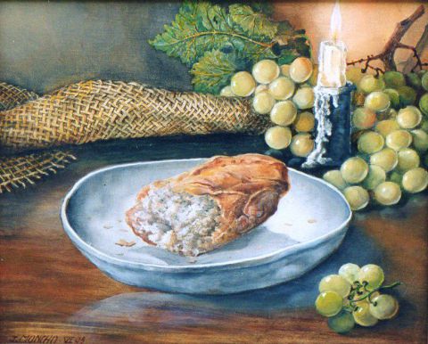 Du pain du raisin - Peinture - Jacques MONCHO