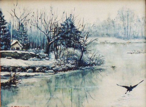 Un matin d'hiver - Peinture - Jacques MONCHO