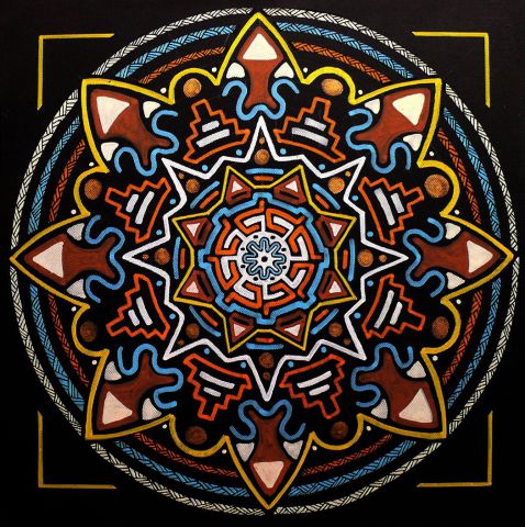 Mandala, acrylique sur toile - Peinture - Tockart