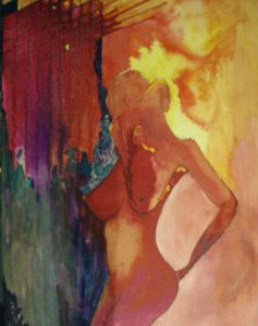 Peinture de Isabelle HAMON : Femme nue à Auschwitz