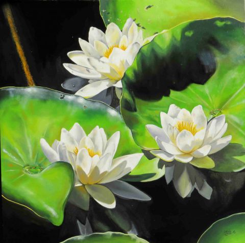 Lotus - Peinture - Lydie grandroques