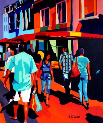 Promenade au marché - Peinture - adam brigitte