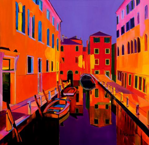 Venise la nuit - Peinture - adam brigitte