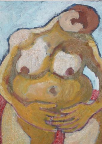L'artiste Anna Demadre-Synoradzka - Femme nue assise mains jointes