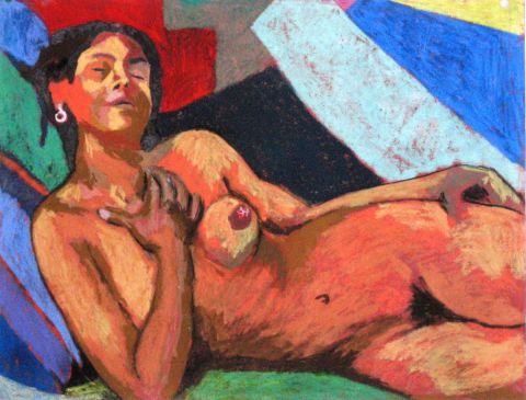 L'artiste Anna Demadre-Synoradzka - femme nue allongée