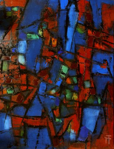 Vitrail le marché - Peinture - Thierry Faure Vitrail le marché - Peinture - Thierry Faure