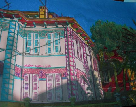 Villa liberty con riflessi di luce e colore - Peinture - Cristina Contilli
