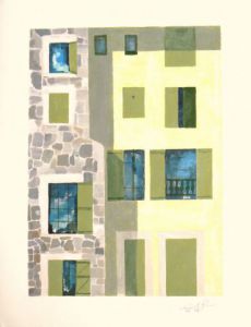 Peinture de cornelius: vieilles maisons du Puy en Velay