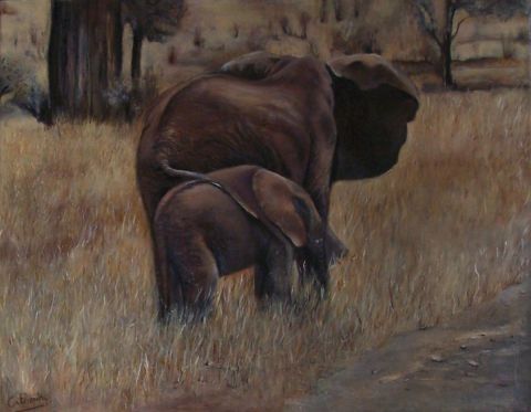 elephant - Peinture - catherin nathalie