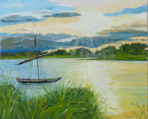 Le bateau sur la loire - Peinture - Arina Tcherem