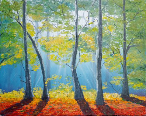 Forêt à l'aube - Peinture - Arina Tcherem