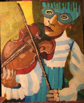 Violoniste masqué - Peinture - Anna Demadre-Synoradzka
