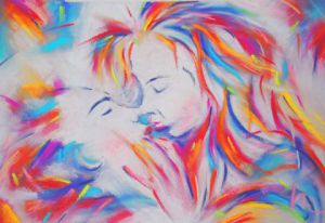 Peinture de FREDERIQUE NALPAS: Fougueuse (baiser)