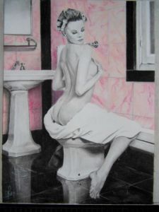 Dessin de Arnaud Boulan: Pose dans salle de bain