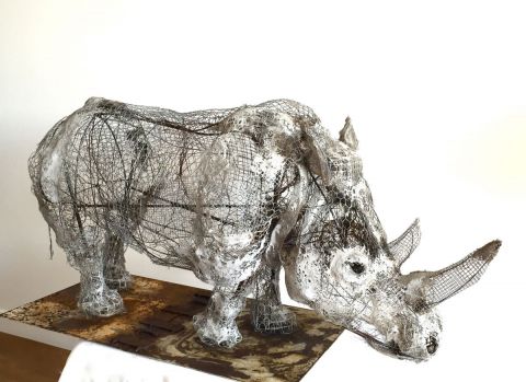 rhino gris - Sculpture - Breval