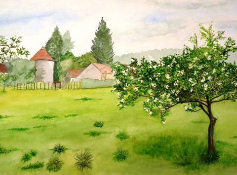 La ferme de Jouy lecomte - Peinture - Fredlan