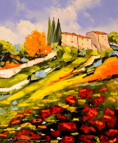 colors of PROVENCE WITH POPPIES  - Peinture - JIEL