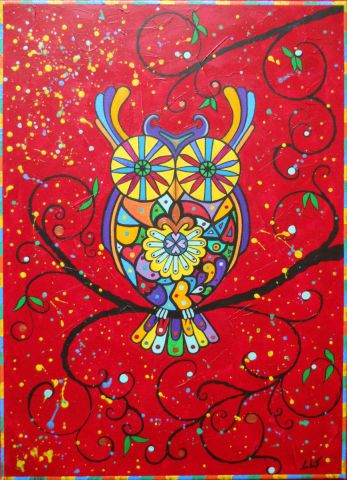 L'artiste Liseletoudic - hibou multicolore