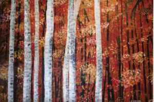 Peinture de roselyne halluin: La forêt fauve