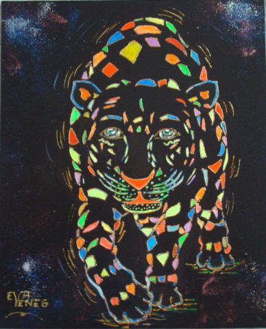 Jaguar en chasse - Peinture - Eva Veneg