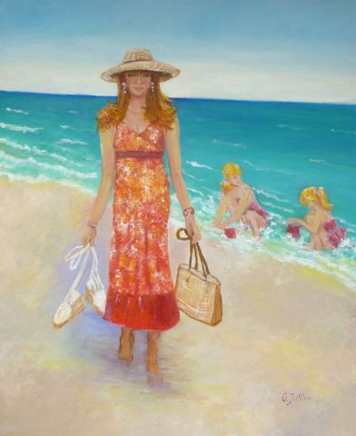 L'artiste Ginette JULLIEN - j'arrive a la plage