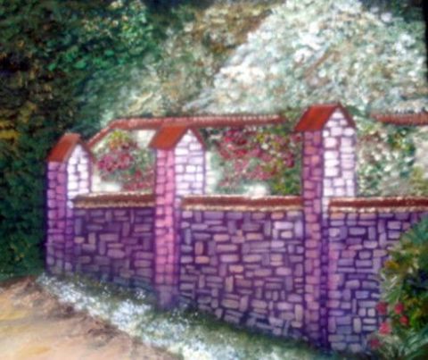 Le mur Rose - Peinture - roselyne halluin