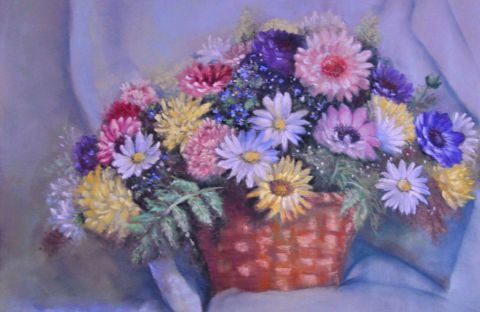 corbeille de fleurs - Peinture - nancy LAZZARONI