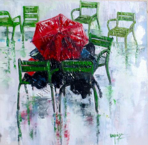L'artiste Chantal  Urquiza - papotage sous un parapluie