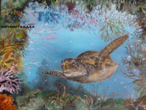 Peinture de regis: la tortue des Caraïbes