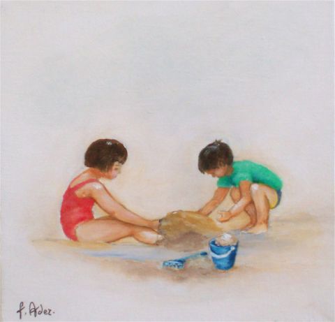les jambes dans le sable - Peinture - francoise ader