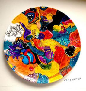 Oeuvre de chara: Abstraction - Peinture sur porcelaine 